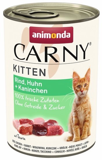 Animonda Carny Kitten Wołowina, Kurczak + Królik puszka 400g Animonda Carny Kitten Wołowina, Kurczak + Królik puszka 400g